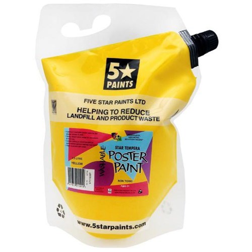 Five Star Tempera Poster Paint 1.5L Pouch Yellow