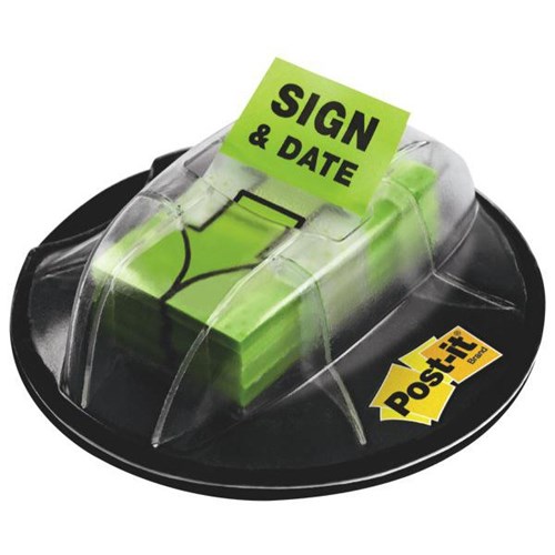 Post-it® Flags Dispenser Desk Grip Sign & Date Green 200 Flags