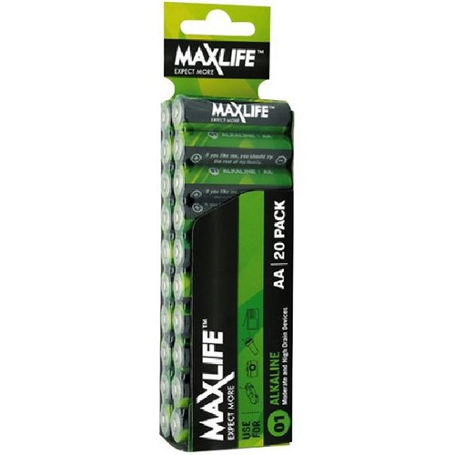 Maxlife AA Alkaline Batteries, Pack of 20
