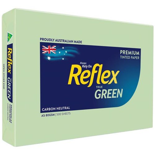 Reflex A5 80gsm Green Colour Copy Paper, Pack of 500