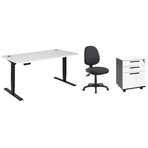 Amplify Electric Desk & Mobile With Chair 1800mm White/Black