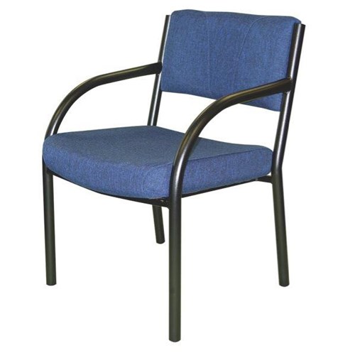 Apollo Visitor Chair With Arms High Seat Navy Fabric