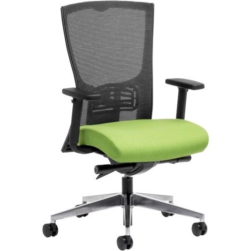 Domino Heavy Duty Chair With Arms Mesh Back Bond Fabric/Leaf/Alloy Base