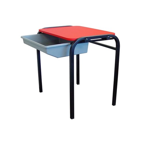 SitRite Multi Reversible Top School Desk With Tote Tray 725mm Red/Grey