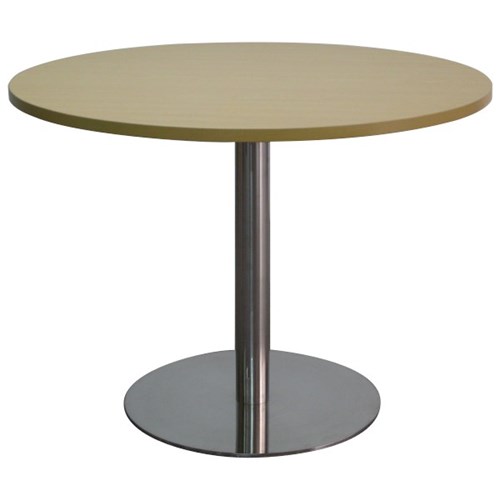 Meeting Table Round 1200mm Chrome Disc Base Tawa