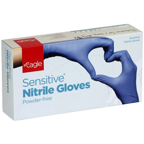 Eagle Sensitive Nitrile Gloves Powder Free 240mm Indigo, Pack of 100