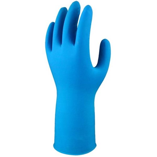 Showa Thick Rolled Cuff Nitrile Gloves Blue, Pair