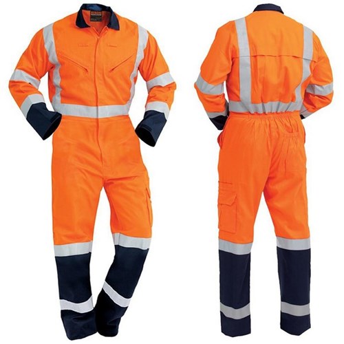 Bison Workzone TTMC-W17 Lightweight Cotton Zip Overalls Orange/Navy