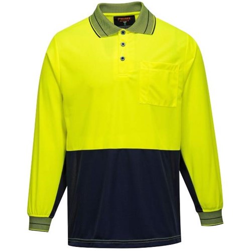Prime Polo Shirt Long Sleeve Day Only Unisex Yellow/Navy