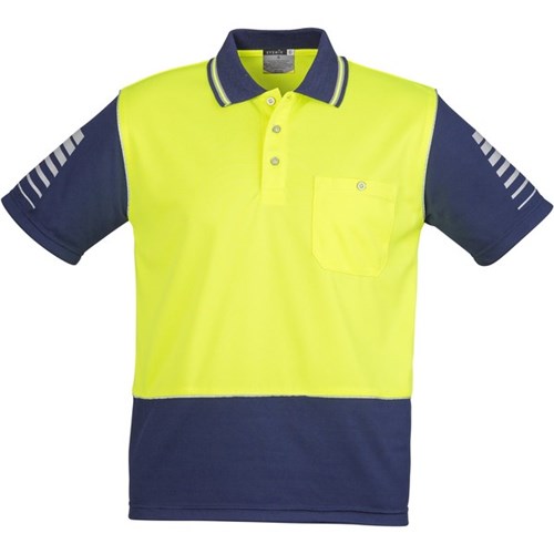 Syzmik Hi Vis Zone Men’s Short Sleeve Polo Yellow/Navy