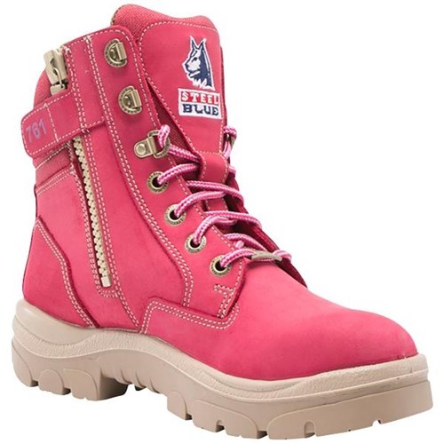 Steel Blue Southern Cross Safety Boots Zip/Lace Up Women's Pink