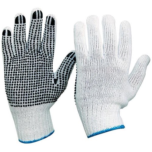 Esko Knit Polycotton PVC Dots Gloves, Box of 300 Pairs