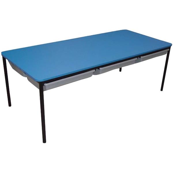 School Table With Tote Trays 550mm Blue/Black | OfficeMax NZ