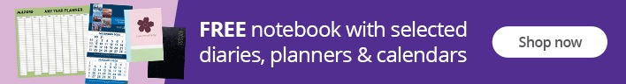 Free notebook with selected diaries, planners & calendars. Shop now